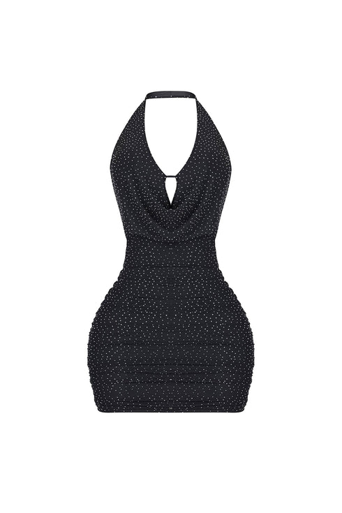 Crystelle Rhinestone Mesh Mini Dress