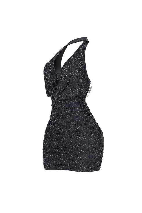 Crystelle Rhinestone Mesh Mini Dress