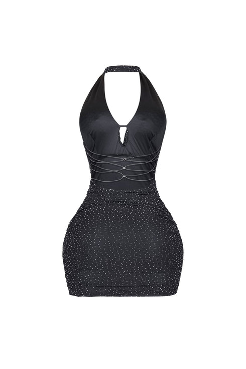 Crystelle Rhinestone Mesh Mini Dress