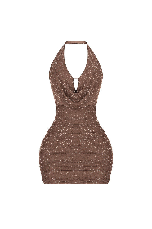 Crystelle Rhinestone Mesh Mini Dress