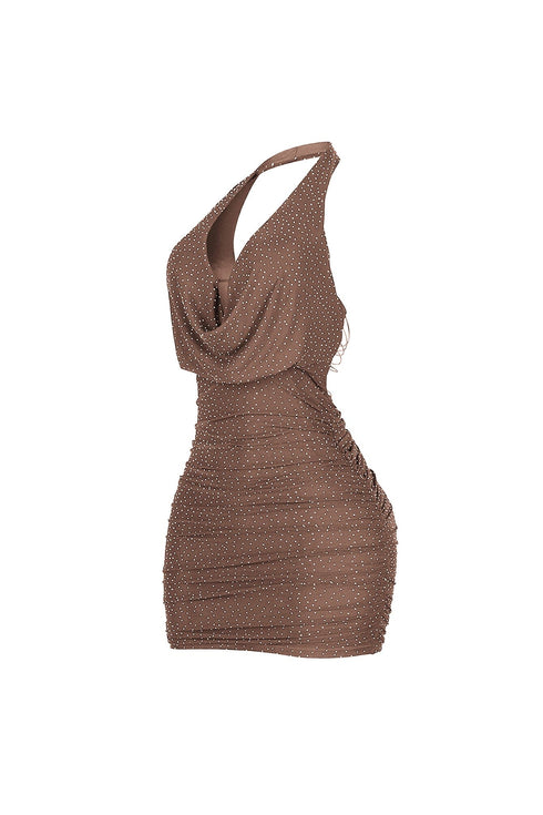 Crystelle Rhinestone Mesh Mini Dress