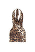 Astrella Leopard Cowl Neck Mini Dress