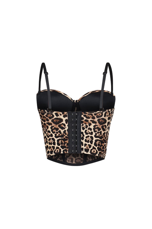 Smoky Leopard Print Bustier Top