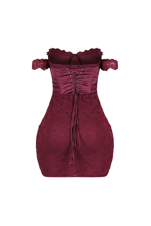 Fever Lace Off Shoulder Mini Dress