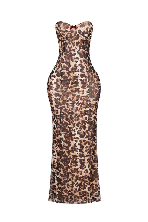 Amara Leopard Print Mermaid Maxi Dress