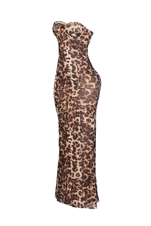 Amara Leopard Print Mermaid Maxi Dress