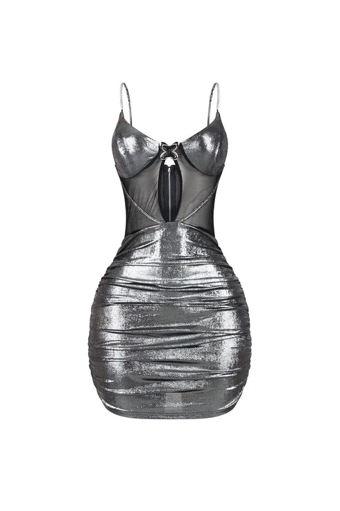 Metallure Slinky Foil Mini Dress