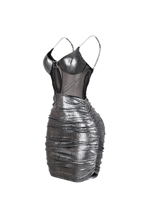 Metallure Slinky Foil Mini Dress