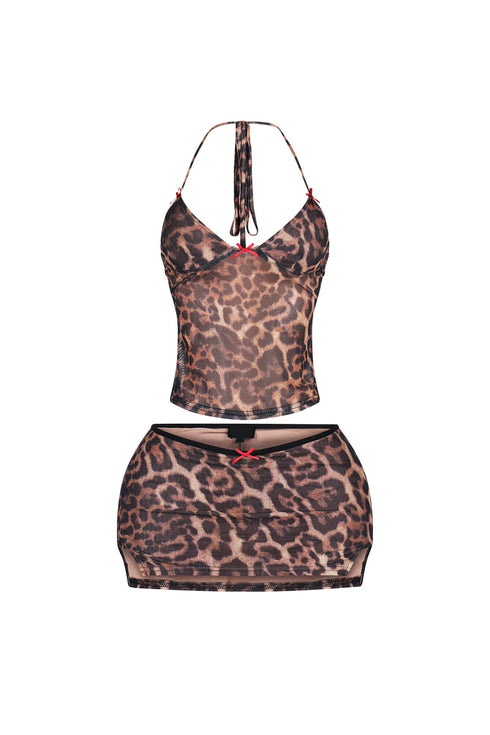 Desea Leopard Mesh Top & Skirt SET