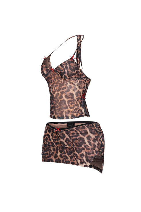 Desea Leopard Mesh Top & Skirt SET