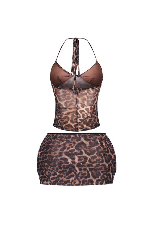 Desea Leopard Mesh Top & Skirt SET