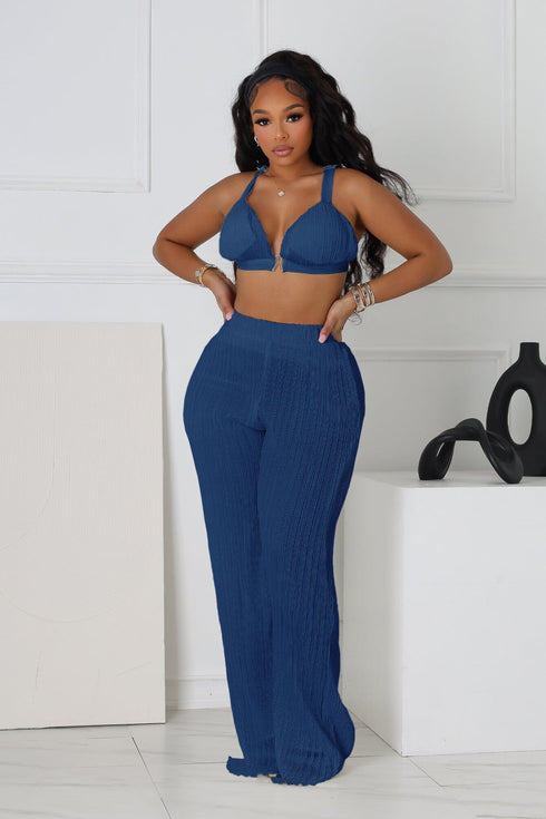 Light and Airy Pleated Bra Top & Pants SET