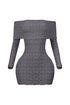 Joel Off Shoulder Long Sleeve Thumb Hole Mini Dress