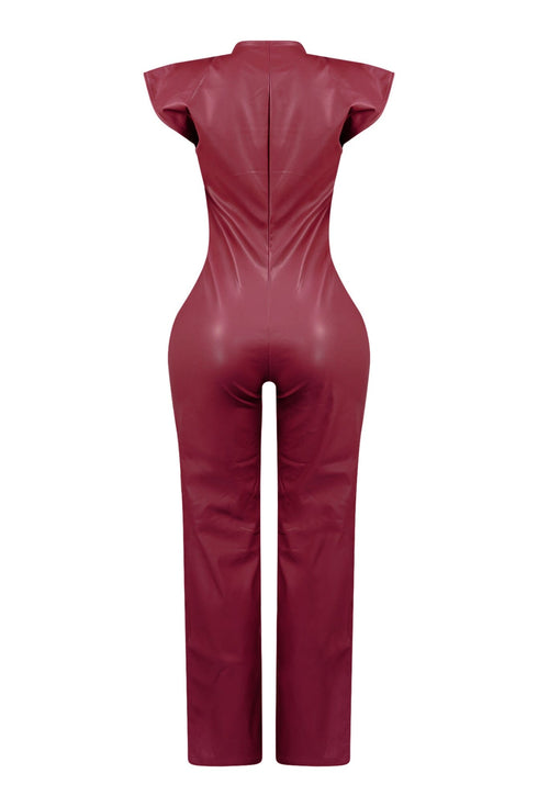 Kaiya PU Button Down Jumpsuit