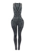 Nicole Mineral Washed Zip Up Sleeveless Jumpsuit