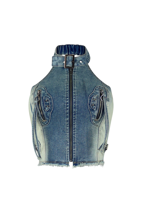 Riley Vintage Washed Halter Denim Top