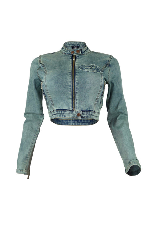 Elise Vintage Wash 23 Patch Denim Jacket