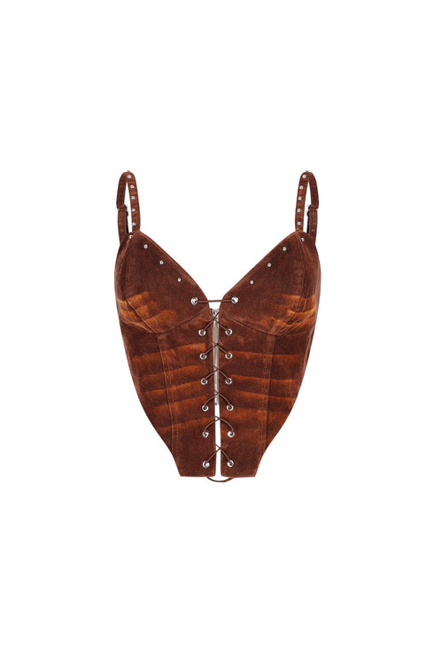 St. George Faux Suede Corset Top