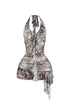 Bristol Mesh Print Halter Dress