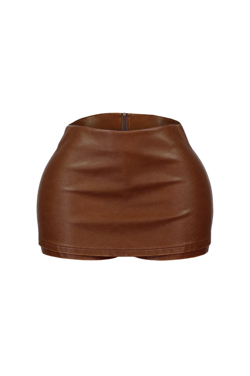 Lenny Washed Faux Leather Skort