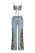 Cactus Blossom Denim Top & Pants SET