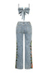 Cactus Blossom Denim Top & Pants SET