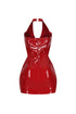 Soho Glossy Halter Mini Dress