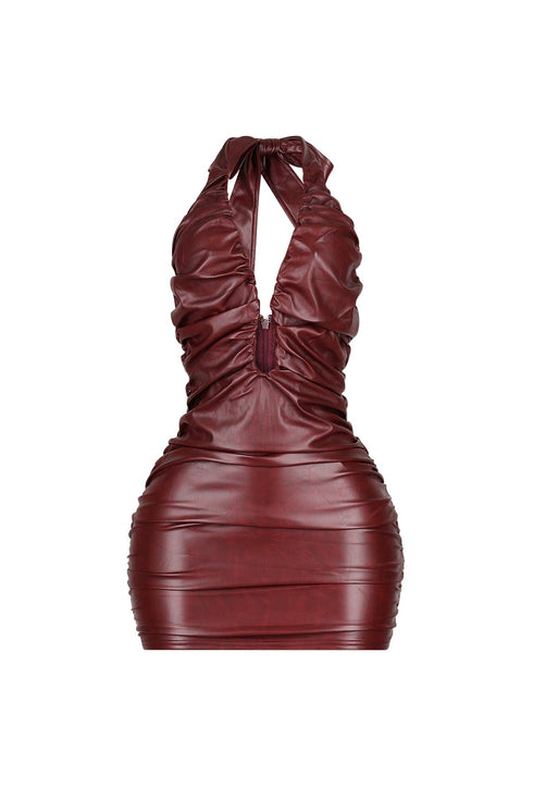 Houston Faux Leather Halter Dress