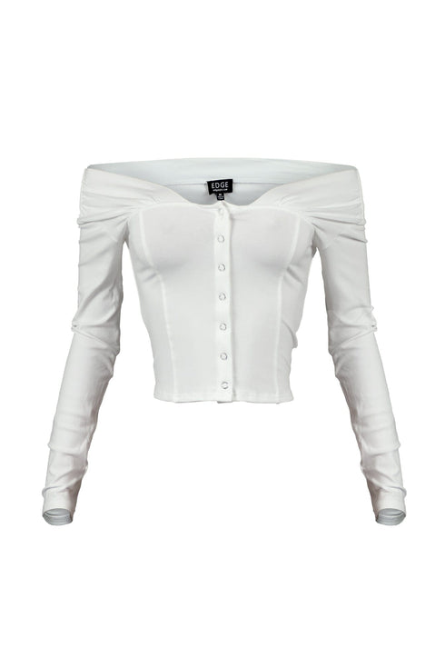 Kennedy Off Shoulder Button Down Top