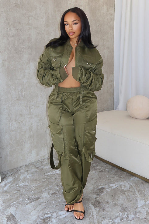 Elora Nylon Bomber Jacket & Jogger SET