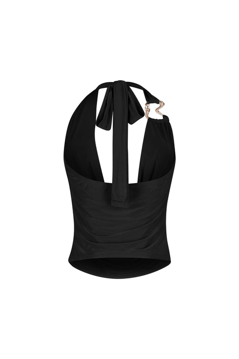 Femme Mad Cowl Neck Tie Top