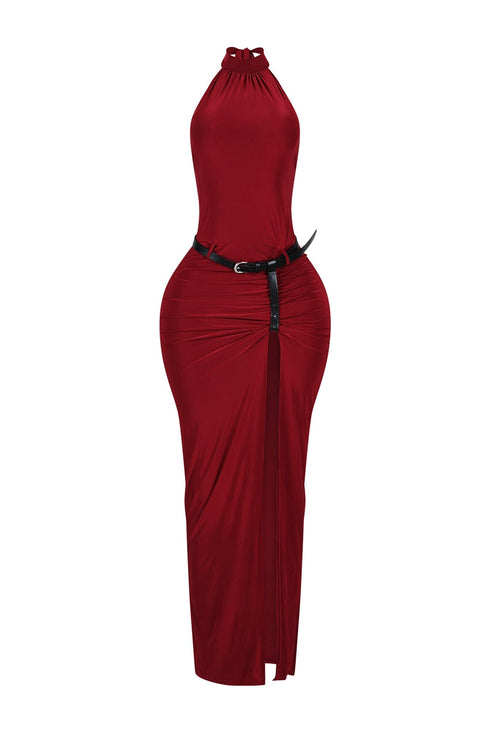 Nuit Allure Halter Maxi Dress
