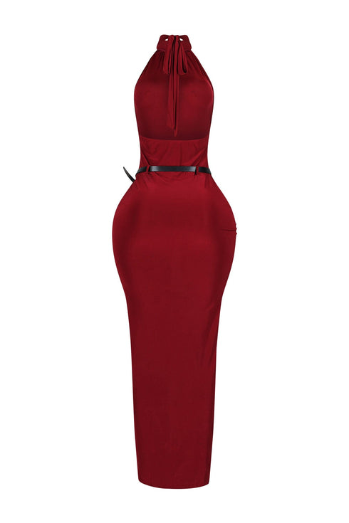 Nuit Allure Halter Maxi Dress