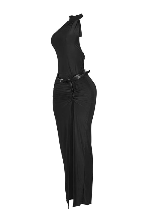 Nuit Allure Halter Maxi Dress