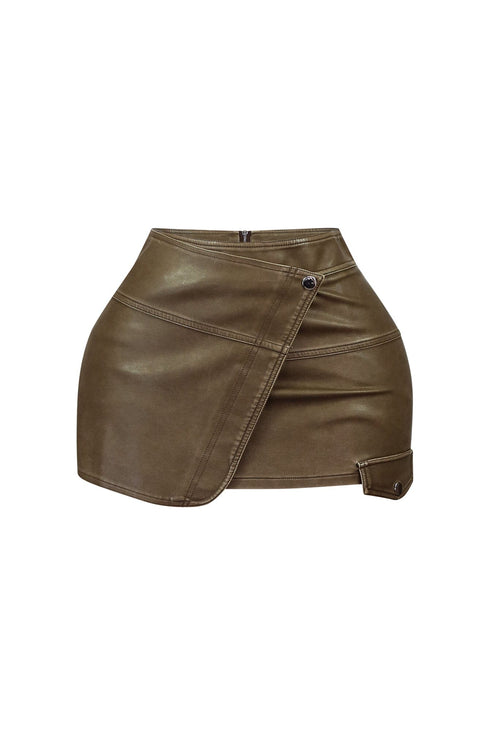 Samantha Faux Leather Wrap Skort