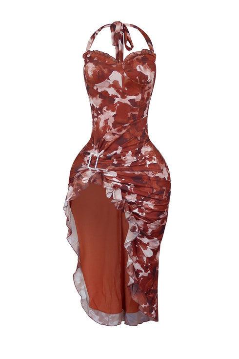 Real Romantic Mesh Ruffled Maxi Dress