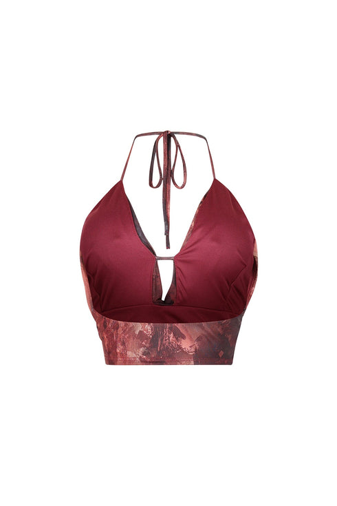 Snappy Mesh Print Halter Neck Tie Top