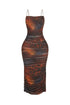 Kaela Mesh Print Ruched Dress