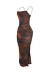 Kaela Mesh Print Ruched Dress