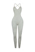 Archives Ribbed Open Back Jumpsuit