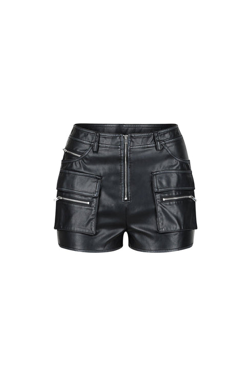 Perth Washed Faux Leather Cargo Shorts