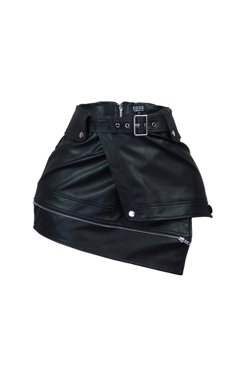 Maddie PU Belted Wrap Mini Skirt