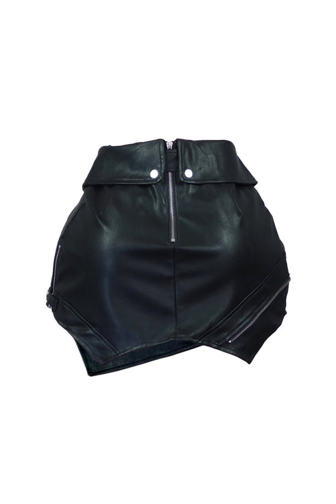 Maddie PU Belted Wrap Mini Skirt