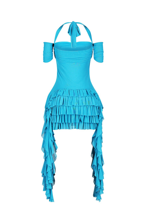 Ariadne Ruffle Train Mini Dress