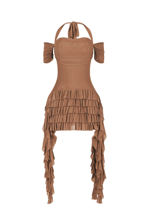 Ariadne Ruffle Train Mini Dress