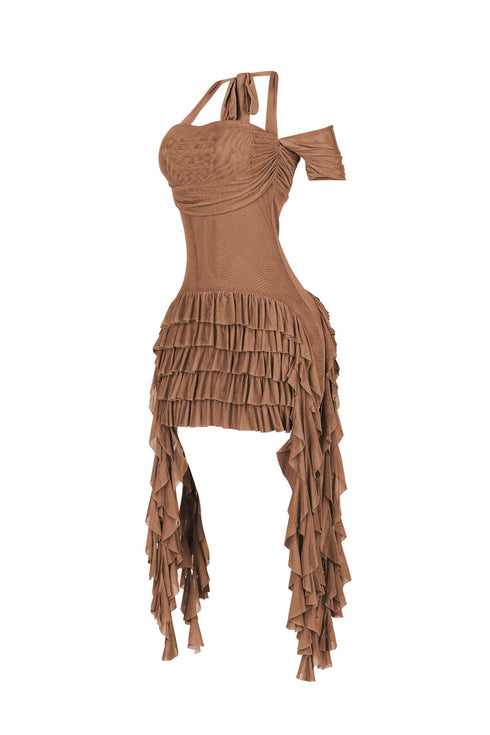 Ariadne Ruffle Train Mini Dress
