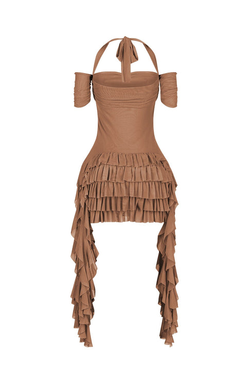 Ariadne Ruffle Train Mini Dress