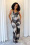 Earthbound Olive Mesh Print Jumpsuit