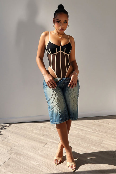 Hecate Sheer Mesh Panel Bodysuit