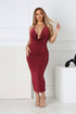 Truffle Slinky Cowl Neck Halter Midi Dress